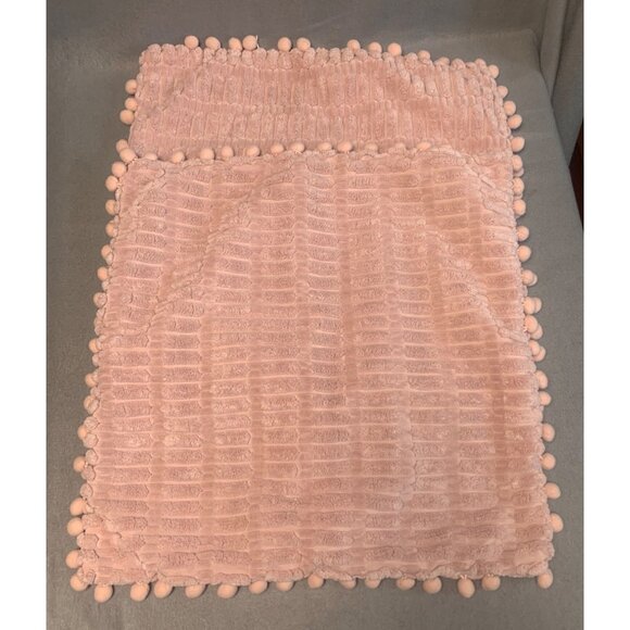 Pink Pom Pom Chenille Textured Pillow Cover 18"x18" Soft & Cozy set of 2 - Picture 6 of 12